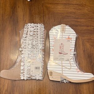 White and Brown Boot Shaped alphabet board